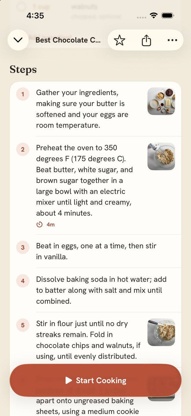 Step list with a photo beside each step